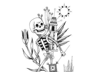 Cargando mi casa death design drawing groenewold illustration pecil pen sketch skull