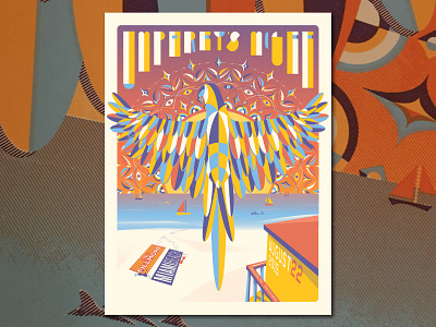 Umphrey's McGee Miami Poster beach bird illustration pattern poster psychedelic sun sunset typography vector