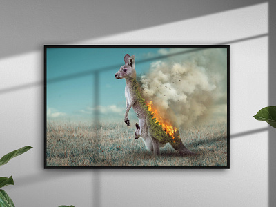 Australia Fires austria digitalart fire forest kangaroo nature photo manipulation poster smoke