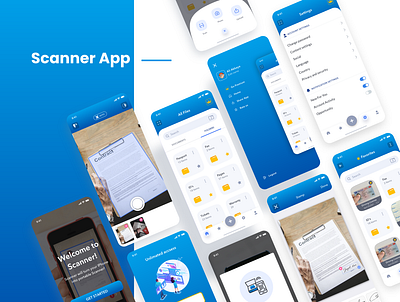 Scanner App appstore blue e signature folders ios app mobile app pdf premium scanner scanning ui design ux design