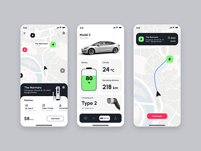 Electric Car Charging Stations Mobile App ⚡ app design application car charger design eco electric green map mobile mobile app station sustaniable tesla ui ui design ux vehicle