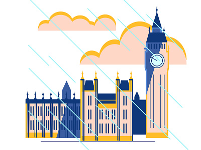 Big Ben Clock Tower 2d adobe architect building cartoon city clock tower design illustration illustrator london vector