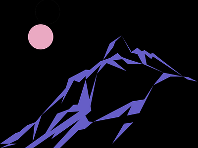 Pink Moon flat full moon illustration minimal moon mountains night vector