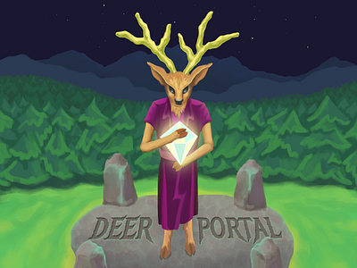 Deer Portal antlers buck deer diamond fantasy forest game gameart gamedev illustration pagan portal