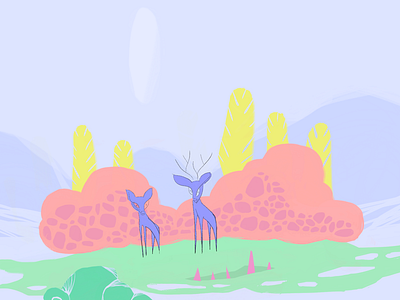 Couple of deer wandering