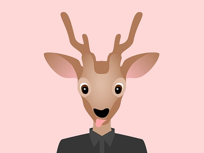 Cute buck animal antlers avatar buck cute deerm illustration image profile tongue vector