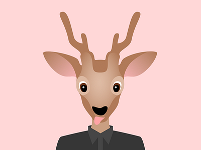 Cute buck animal antlers avatar buck cute deerm illustration image profile tongue vector
