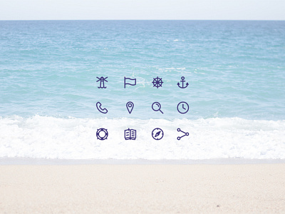 Icon Set graphic design icon line sea vector