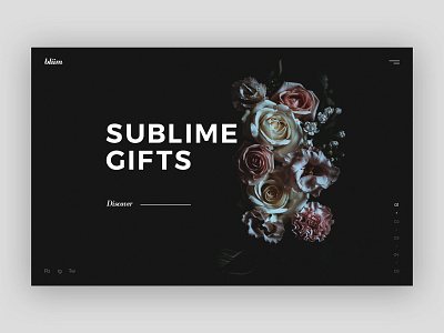 Minimal landing page black flowers landing landing page minimal ui webdesign