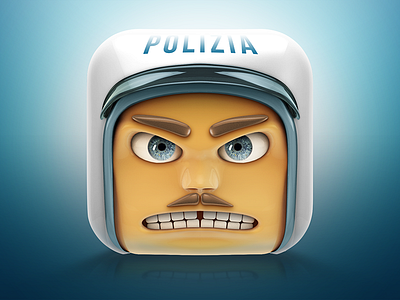 Second shot! 3d angry character cinema4d cop fun icon ios lowpoly photoshop police rounded