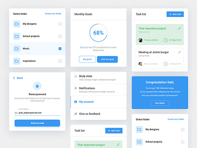 UI Card elements app cards color folder minimal app minimal design mobile apps password profile settings simple design simple designs task list ui app ui elements