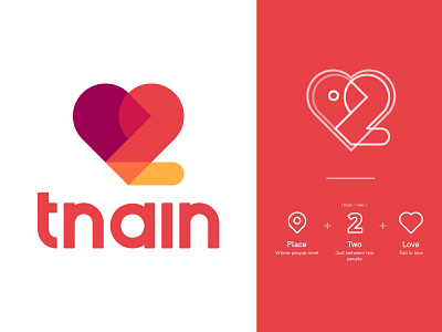 [Tnain] logo for dating app abstract app app store icon dateapp datelogo dating app identity datingapp heartlogo icons identity illustration lettering love logo mark number two place place logo two logo type visual style guide