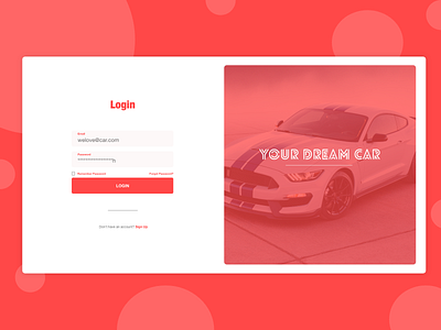 Your Dream Car animation branding car car auto car app car booking car care design graphic design illustration illustrator login re design red typography ui