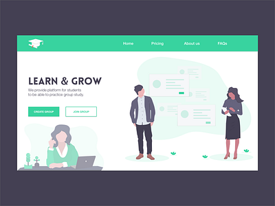 Learn & Grow - Group Study adobe adobe xd adobexd design flat graphic design icon identity illustration illustrator minimal typography ui vector web website