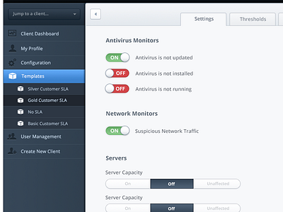 IT Device Monitoring - Template dashboard left menu menu select switch template toggle ui