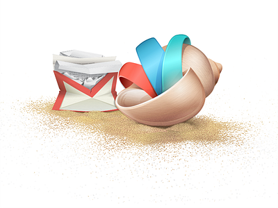 Gmail Illustration art beach email gmail high illustration illustrator light mail paper photoshop polish sand shell