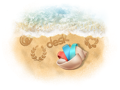 Washing Away The Competition art away beach illustration ocean sand shell tide wash water