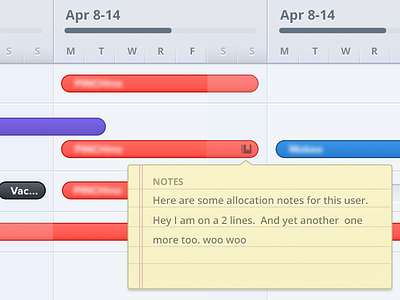 Allocate Notes allocate calendar design interface management notes resource timeline ui