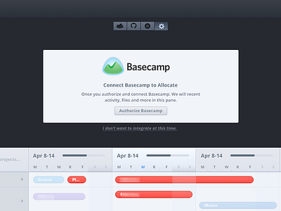Connect Allocate to Basecamp allocate calendar design interface management resource timeline ui