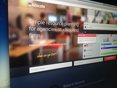 NEW - Allocate Home Page allocate marketing pm project management ui website
