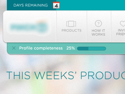 Days Remaining & Profile Completeness Bar banner calendar header notification products progress bar ui button