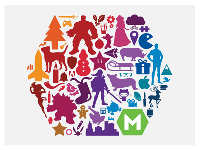 Friends & Family blue green hex hexagon holiday icon mojotech rainbow red silo vector