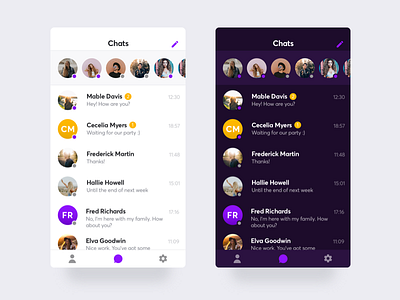 Chat App concept - light & dark app chat conversation design ios message mobile ui ux