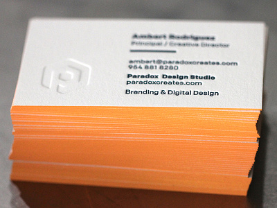 Paradox Business Cards business cards deboss letterpress