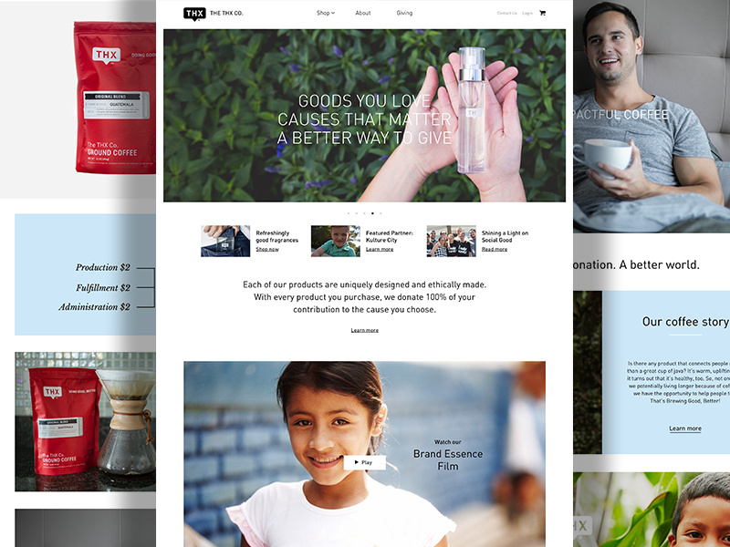 Thx New ecommerce website social enterprise tea fragrance candles coffee non-profit cause