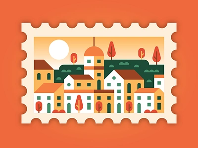 TUSCAN SUNRISE city cityscape firenze florence geometric italy scene stamp sunrise travel tuscany