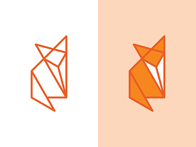 Origami Fox fill fold fox line orange origami paper stroke
