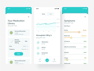 Luma: mobile app for visualization of blood results app blood blood pressure button clean date entia fab graphic medical medical app medicine medtech mobile mobile app picker pill search slider statistics