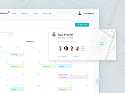 Team Schedule 10clouds app dashboard football player statistics table ui ux web
