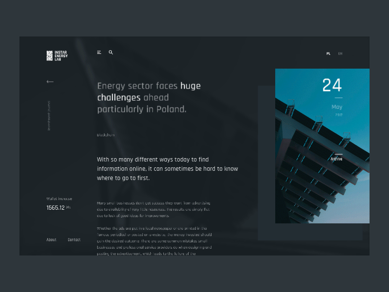 Instar Energy Lab blockchain archive page landing cryptocurrenty bitcoin website web energy