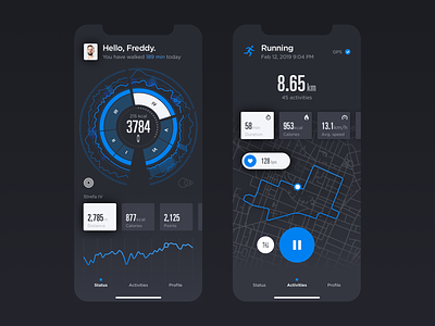 Xiaomi Mifit Redesign app blue cards clean flat infographic light mifit minimal mobile redesign responsive running simple sport statistics tooltip ui xiaomi