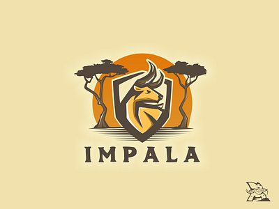 logo impala africa animal brand creative draw elesense illustration impala logo modern shield wild