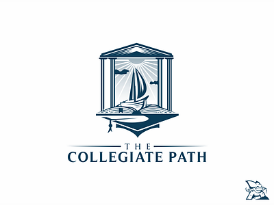 the collegiate path art boat design draw elesense illustration logoinspirations logotype sail sea student vector