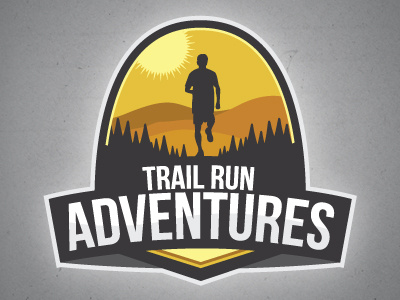 Trail Run Adventures Logo adventure adventures black run running silver texture trail yellow