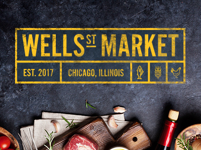 Wells St. Market Logo Design chicago design food hall logo market st. wells