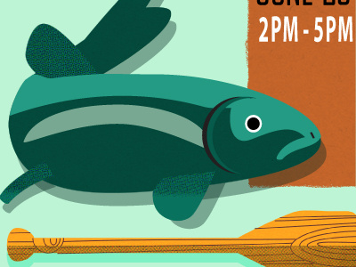 "Paddle On The Pigeon" Poster Detail canoe fish illustration paddle texture vector