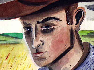 Leaving Town country field illustration portrait watercolor