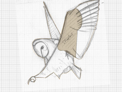 Owl Landing Logo Sketch linework logo owl sketch vector