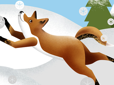 Fox in the Snow animal fox illustration texture vector