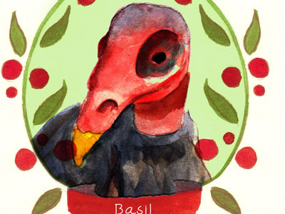 Basil the Turkey Vulture digital illustration watercolor