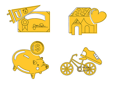 Exceptional Child Icon Set bike branding certificate child hand drawn handmade heart home icon set icons illustration money pig vector