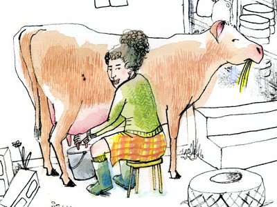 Through the courtesy of the electric company animals blog post cow drawing hand drawn illustration ink watercolor