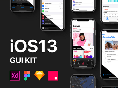 iOS13 GUI KIT adobe xd adobexd app kit design figma gui invision ios kit ios13 iphone kit mockups prototype sketch template ui wireframe xd
