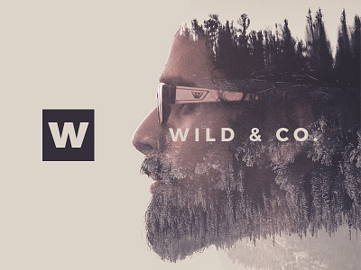 Illustration for Wild & Co. beard branding double exposure forest goggles hipster illustration logo photography retro specs wild