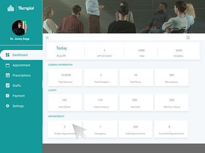 Therapist dashboard illustrator vector visual design