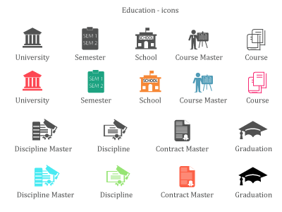 Education Icons college course education graduaction icons vector